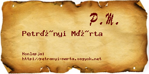 Petrányi Márta névjegykártya